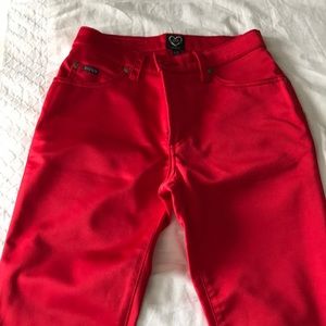 Xoxo red satin pants, size 1/2.